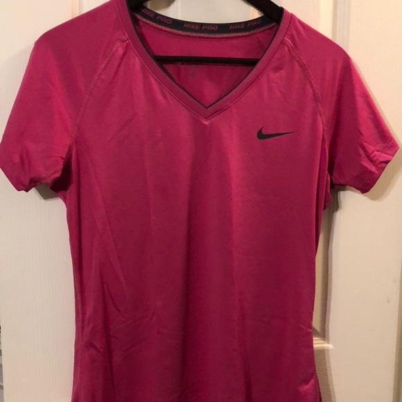 Hot Pink Nike Dri-fit v-neck top - Picture 2 of 4